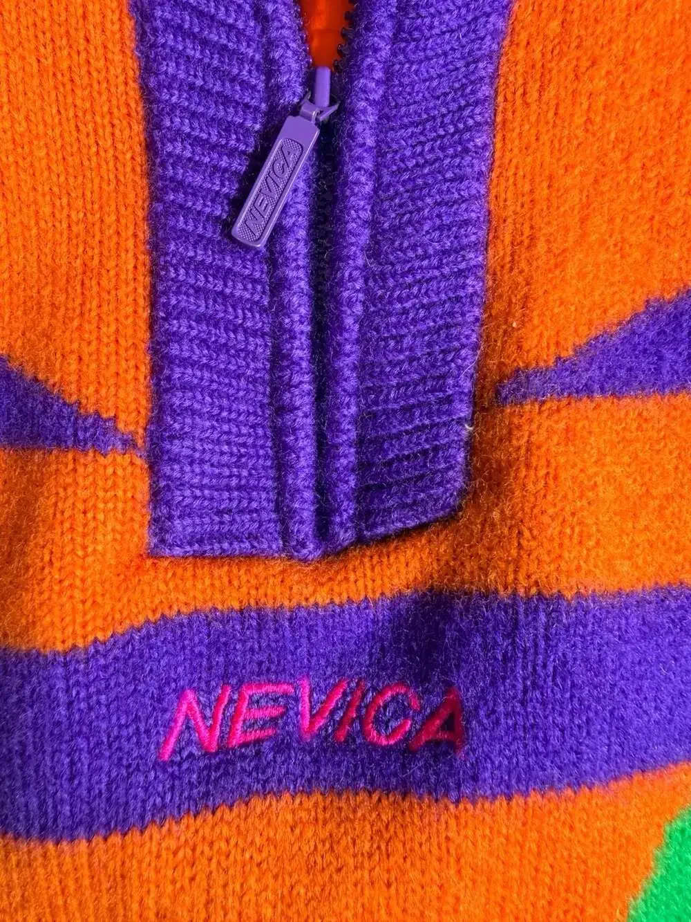 Vintage Nevica 90s Neon Colorblock 1/4 Zip Wool Ski Sweater Size S